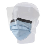 Surgical Mask with Eye Shield Precept® FluidGard® 160 Anti-fog Foam ASTM Level 3 Tie Closure One Size Fits Most - BeHope
