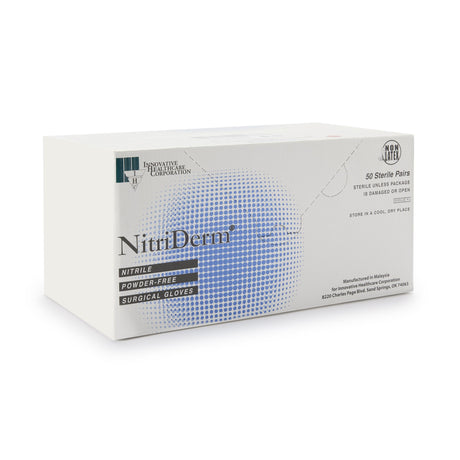 Surgical Glove NitriDerm® Size 6.5 Sterile Nitrile Standard Cuff Length Fully Textured White Chemo Tested - BeHope