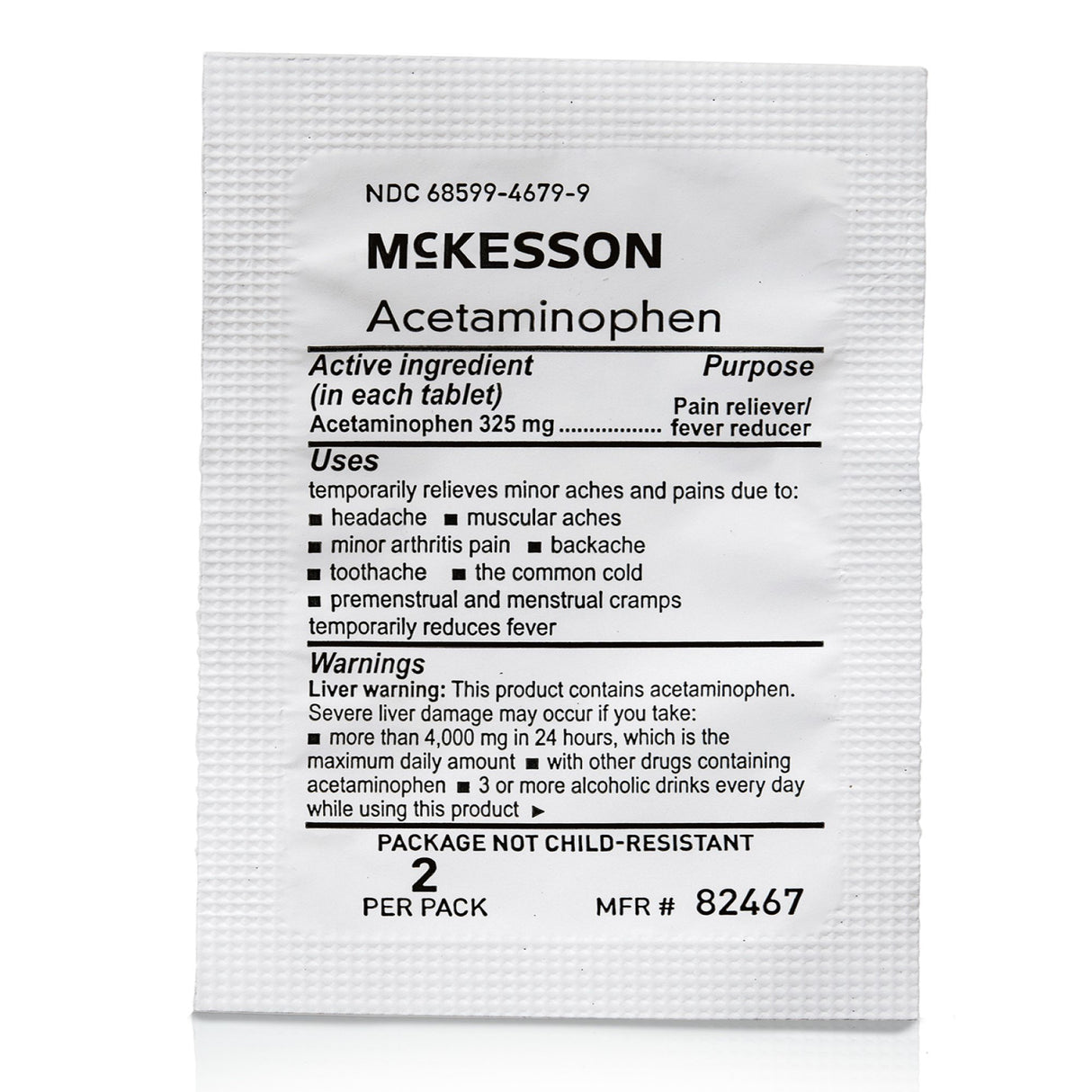 Pain Relief McKesson 325 mg Strength Acetaminophen Unit Dose Tablet 250 per Box - BeHope