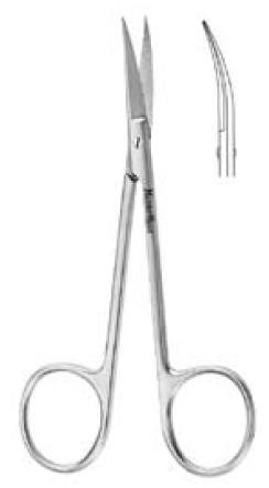 Iris Scissors Economy 4-1/2 Inch Length Floor / Office Grade Pakistani Stainless Steel NonSterile Finger Ring Handle Curved Sharp Tip / Sharp Tip - BeHope