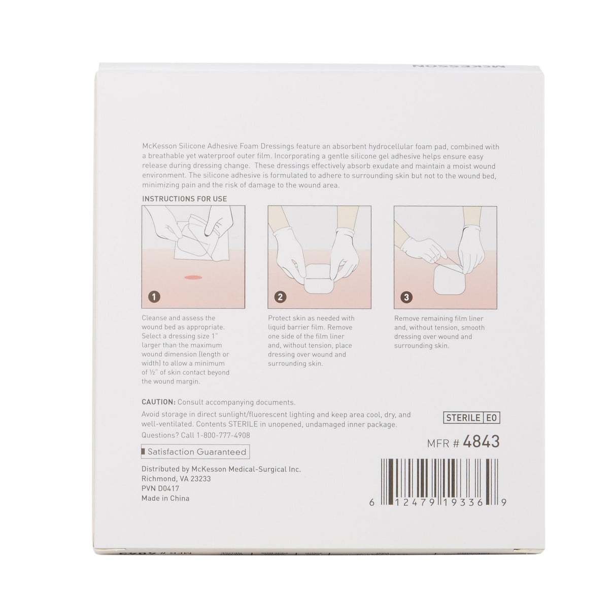 Foam Dressing McKesson 4 X 4 Inch With Border Film Backing Silicone Gel Adhesive Square Sterile