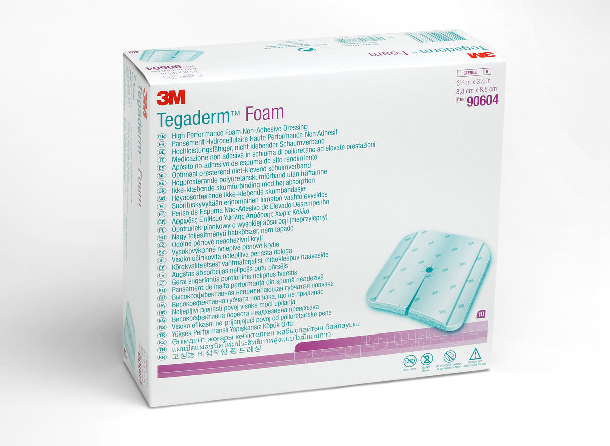Foam Dressing 3Mâ„¢ Tegadermâ„¢ High Performance 3-1/2 X 3-1/2 Inch Without Border Film Backing Nonadhesive Fenestrated Square Sterile - BeHope