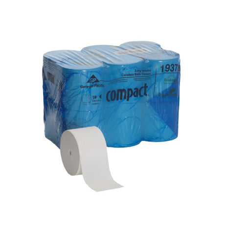 Toilet Tissue Compact® White 2-Ply Standard Size Coreless Roll 1500 Sheets 3-4/5 X 4-1/20 Inch - BeHope