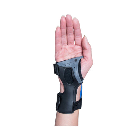 Wrist Splint OssurÂ® ExoformÂ® Carpal Tunnel Low Profile Plastic / Nylon Right Hand Black / Blue / Gray Small - BeHope