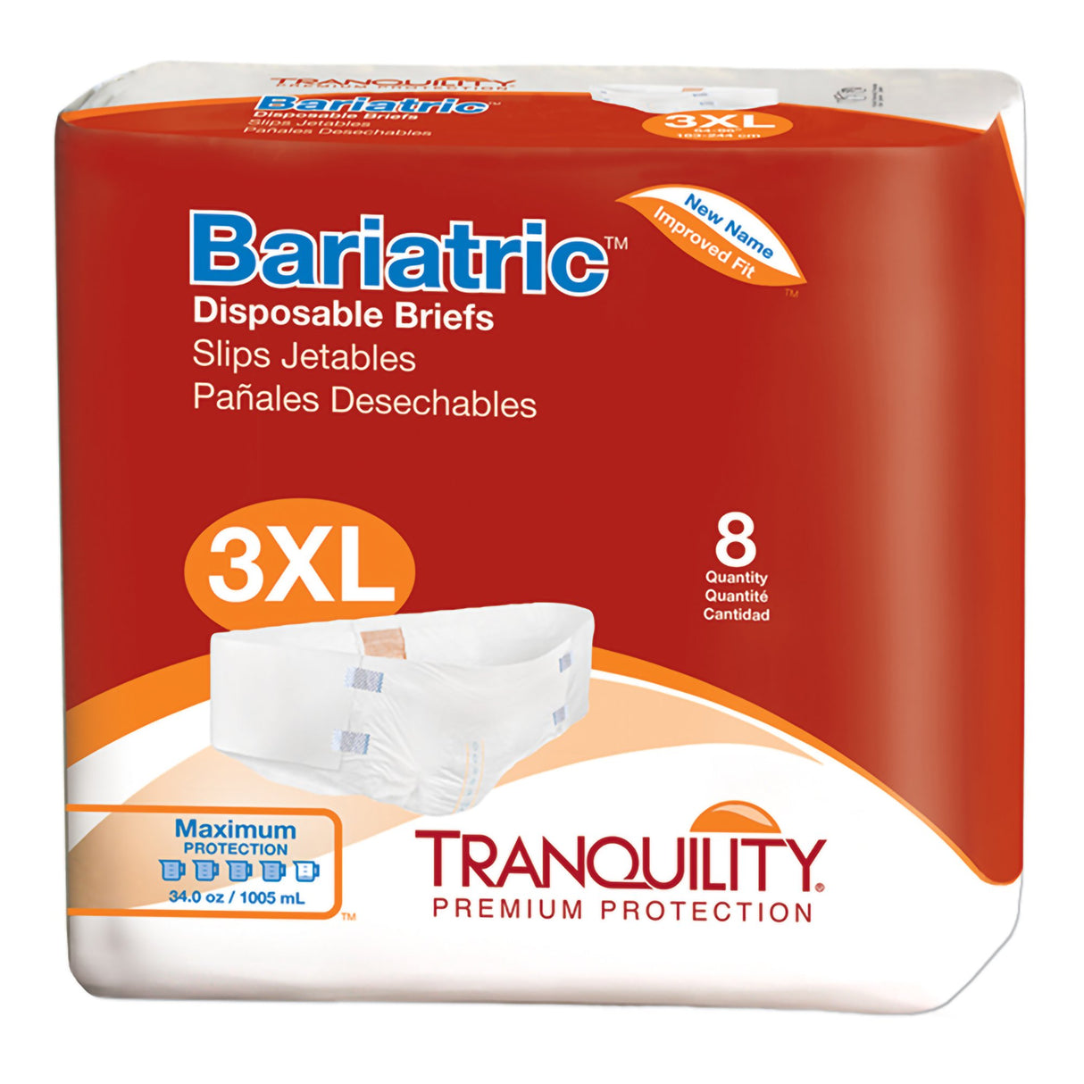Incontinence Brief Tranquility® Bariatric Adult 3X-Large Unisex Disposable Heavy Absorbency - BeHope