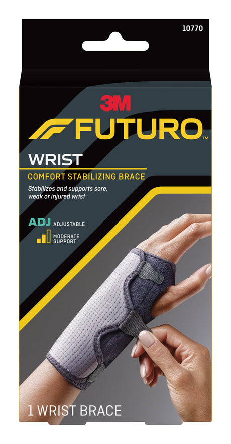 Wrist Brace Futuro™ Comfort Fabric / Metal Left or Right Hand Black / Gray One Size Fits Most - BeHope