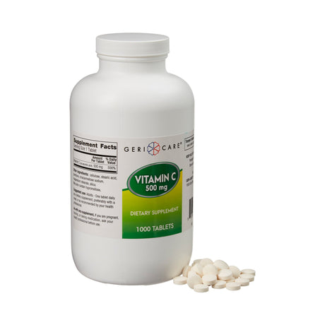 Vitamin C Supplement Geri-Care® Ascorbic Acid 500 mg Strength Tablet 1,000 per Bottle - BeHope