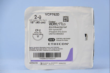 Absorbable Antibacterial Suture Vicryl™ Plus Coated Reverse Cutting Needle - BeHope