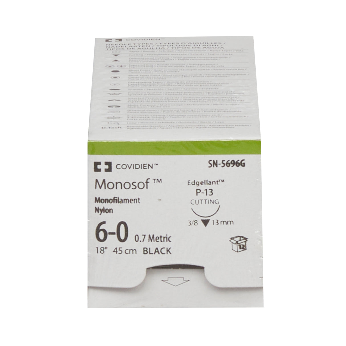 Nonabsorbable Suture with Needle Monosof™ Nylon P-13 3/8 Circle Precision Reverse Cutting Needle Size 6-0 Monofilament - BeHope