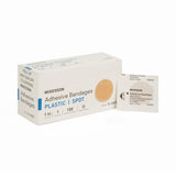 Adhesive Spot Bandage McKesson Plastic Tan 1 Inch Diameter Sterile - BeHope