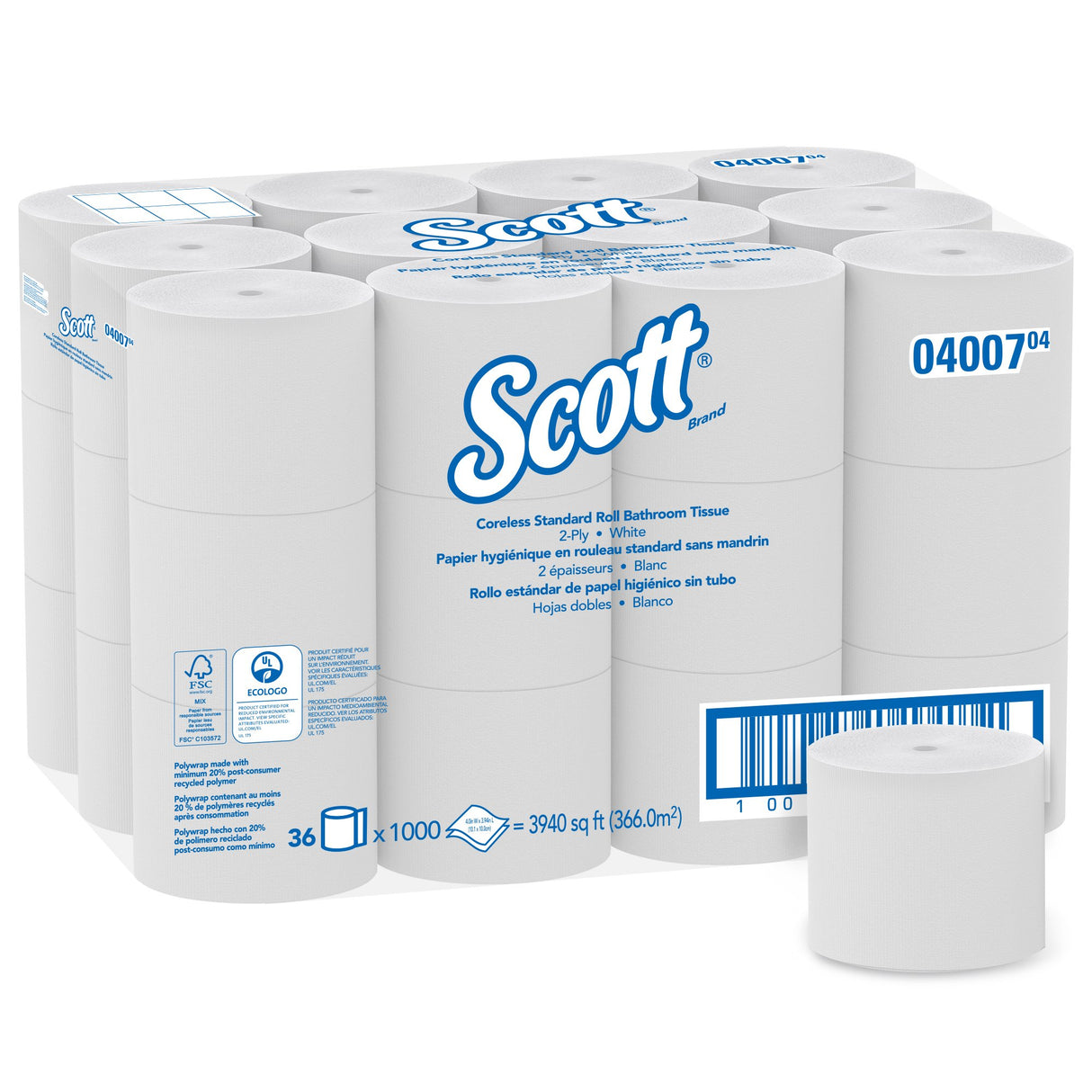 Toilet Tissue Scott® Essential White 2-Ply Standard Size Coreless Roll 1000 Sheets 3-9/10 X 4 Inch - BeHope