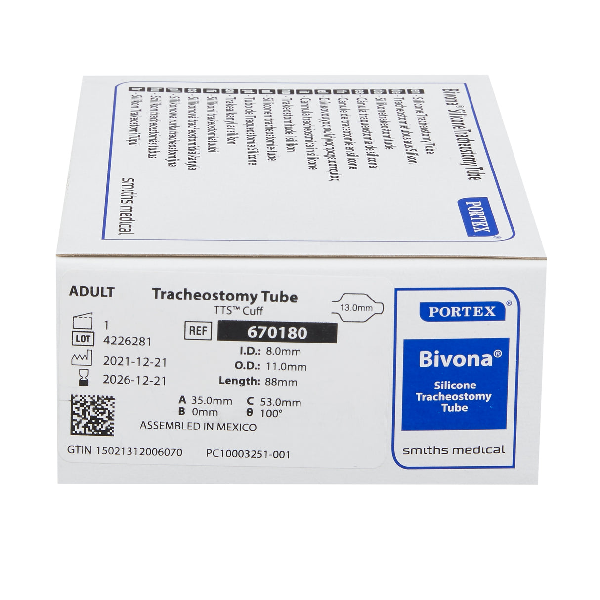 Cuffed Tracheostomy Tube Bivona® Tts™ Disposable - BeHope