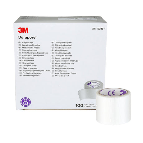 Medical Tape 3M™ Durapore™ White 1 Inch X 1-1/2 Yard Silk-Like Cloth NonSterile - BeHope