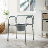3-in-1 Commode Chair McKesson Fixed Arms Steel Frame Back Bar 13-1/4 Inch Seat Width 350 lbs. Weight Capacity - BeHope