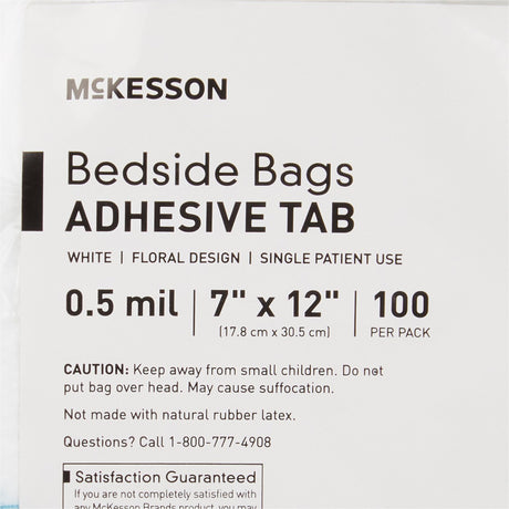 Bedside Bag McKesson 7 X 11.5 Inch White / Blue Floral Print Polyethylene - BeHope