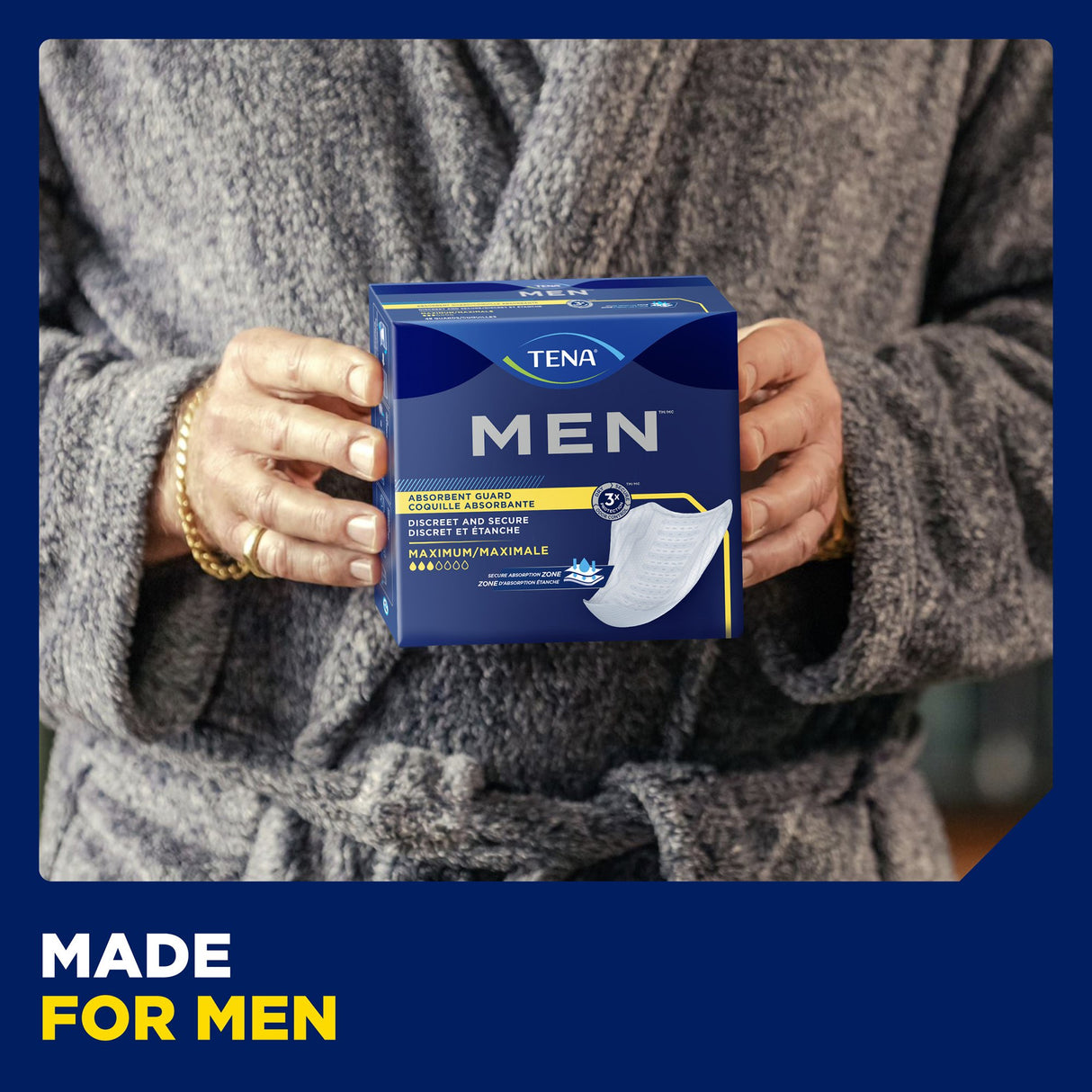 Bladder Control Pad TENA Men Maximum 8 Inch Length Heavy Absorbency Dry-Fast Core One Size Fits Most
