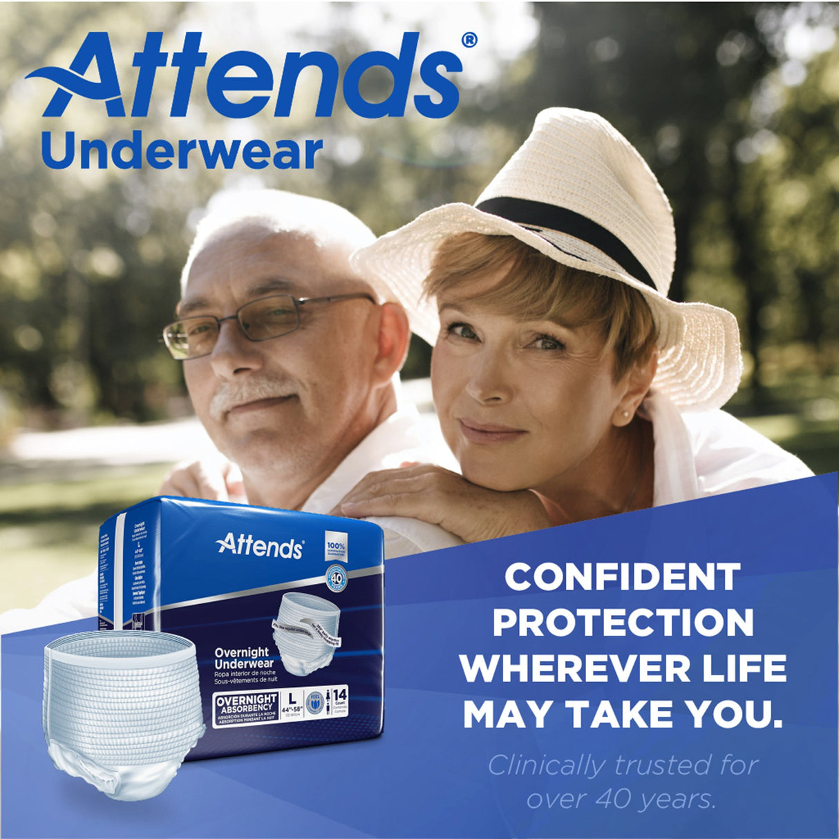 Unisex Adult Absorbent Underwear Attends Overnight Pull On with Tear Away Seams Large Disposable Heavy Absorbency