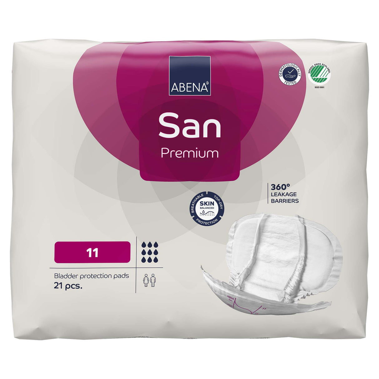 Incontinence Liner Abena® San Premium 14.5 X 28.7 Inch Heavy Absorbency Fluff / Polymer Core Size 11 - BeHope