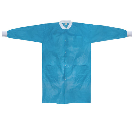 Lab Coat McKesson Blue Small / Medium Knee Length Spunbond Polypropylene Disposable - BeHope