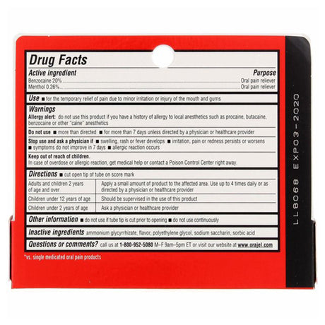 Orajel® 20% Benzocaine Oral Gel for Instant Toothache Relief - BeHope