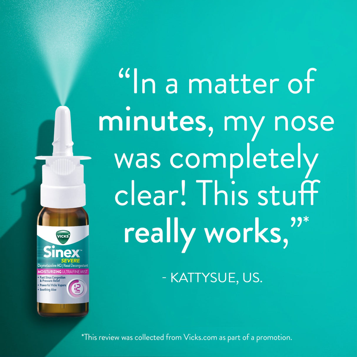 Nasal Decongestant Vicks® Sinex™ Severe Ultra Fine 0.05% Nasal Spray 0.5 oz. - BeHope