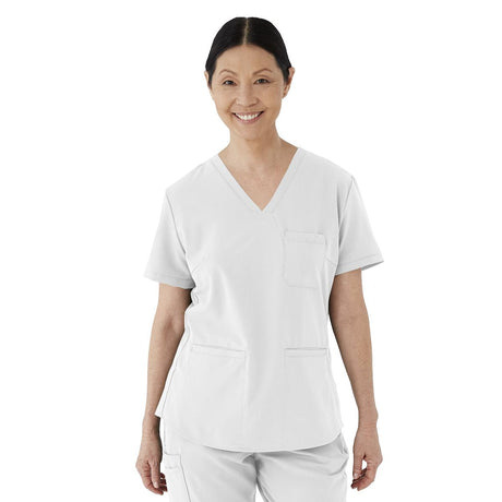 Lexington AVE Women's V-Neck Scrub Tops with 3 Pockets White