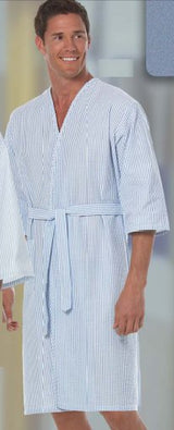 Patient Robe Unisex X-Large Blue Stripe Reusable - BeHope