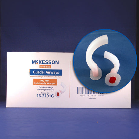 Guedel Oropharyngeal Airway Mckesson Nonsterile with Rigid Bite Block - BeHope