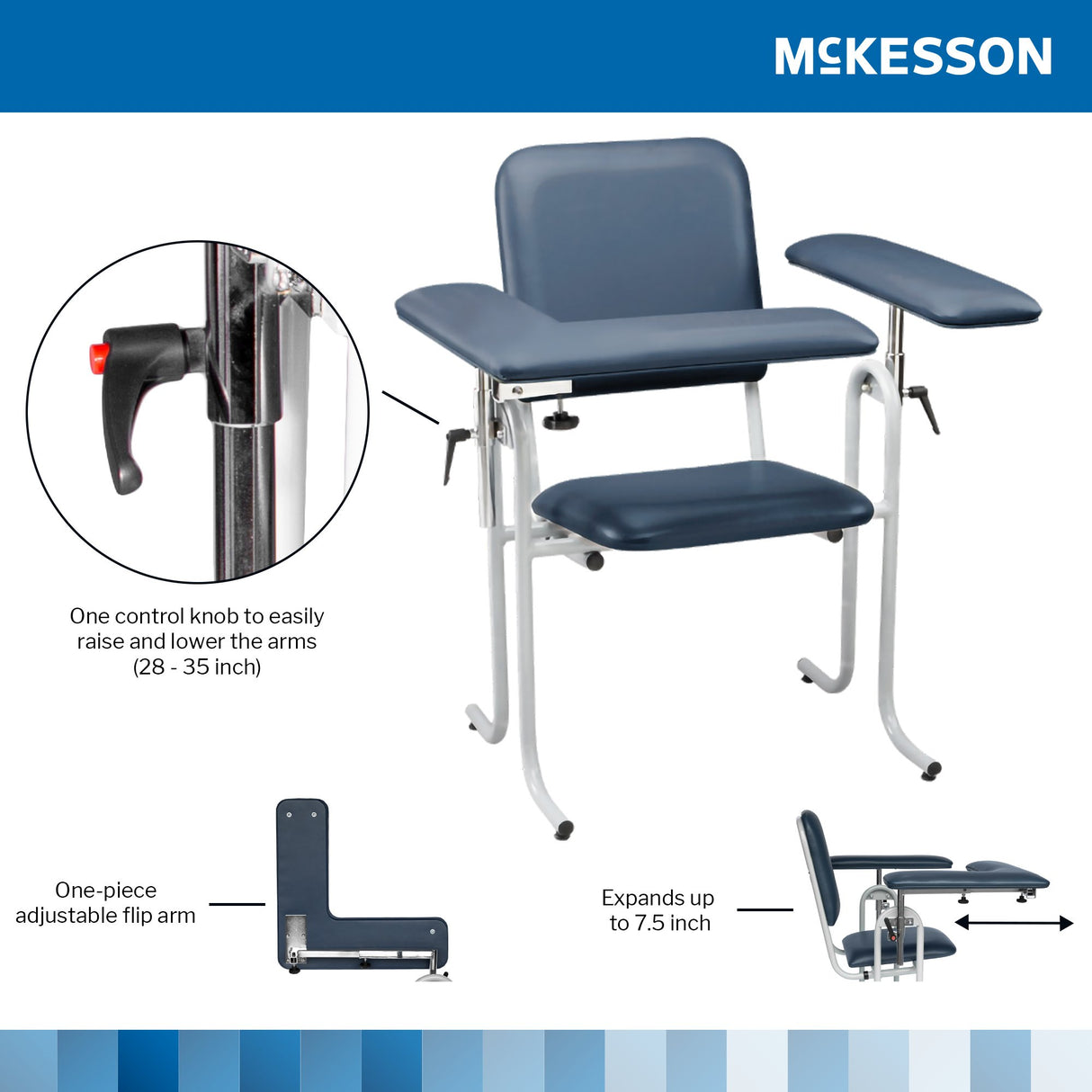 Blood Drawing Chair Mckesson Adjustable Armrests Tool Free Assembly - BeHope
