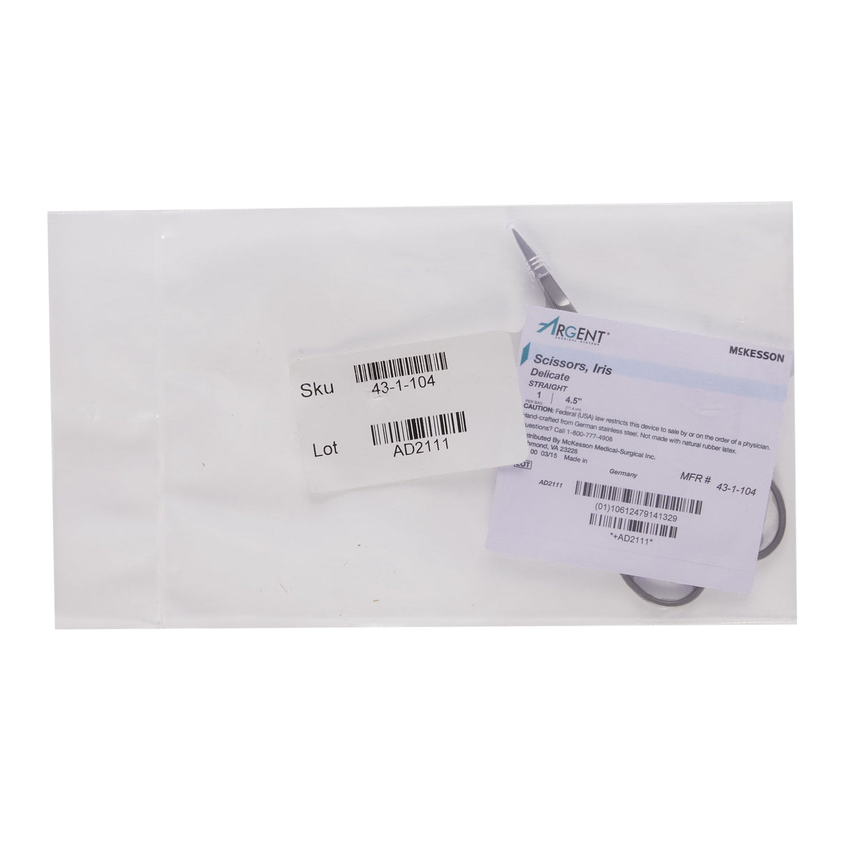 Utility Scissors McKesson Argent™ 7-1/2 Inch Length Surgical Grade Stainless Steel Finger Ring Handle - BeHope