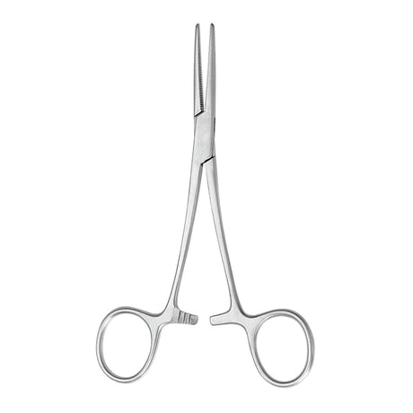 Mosquito Forceps McKesson Argent™ Halsted 5 Inch Length OR / Surgical Grade German Stainless Steel NonSterile Locking Finger Ring Handle Straight Serrated Tips - BeHope