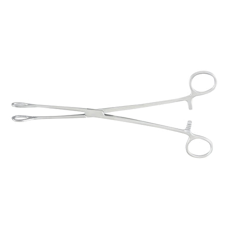 Sponge Forceps McKesson Argent™ Foerster 9-1/2 Inch Length OR / Surgical Grade German Stainless Steel NonSterile Locking Finger Ring Handle Straight Fenestrated Serrated Oval Tips - BeHope