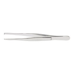 Tissue Forceps Aesculap® 5-3/4 Inch Length Or / Surgical Grade Stainless Steel Nonsterile Nonlocking Thumb Handle Curved 1 X 2 Teeth - Behope