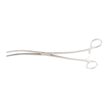 Uterine Dressing Forceps McKesson Bozeman 10-1/2 Inch Length Floor / Office Grade Pakistani Stainless Steel NonSterile Locking Finger Ring Handle Double Curved Serrated Tips - BeHope