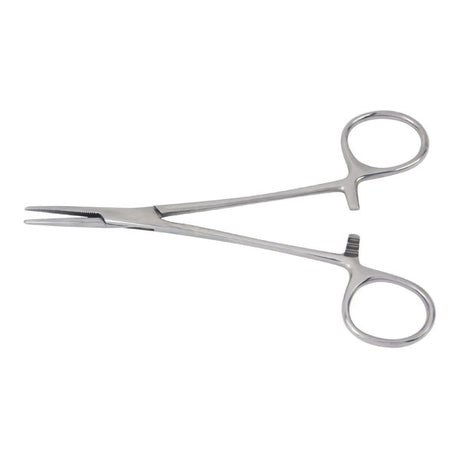 Mosquito Forceps McKesson Halsted 5 Inch Length Floor / Office Grade Pakistani Stainless Steel NonSterile Locking Finger Ring Handle Straight Serrated Tips - BeHope