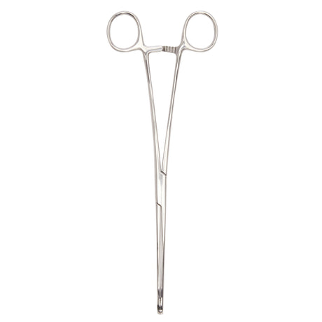 Sponge Forceps McKesson Foerster 9-1/2 Inch Length Floor / Office Grade Pakistani Stainless Steel NonSterile Locking Finger Ring Handle Straight Fenestrated Serrated Oval Tips - BeHope