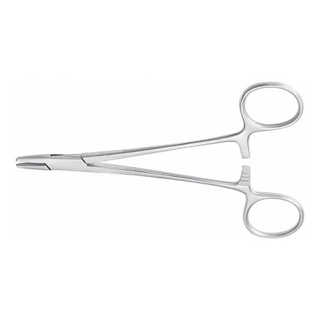 Needle Holder McKesson Baumgartner 5-1/2 Inch Length Serrated Jaws Finger Ring Handle - BeHope