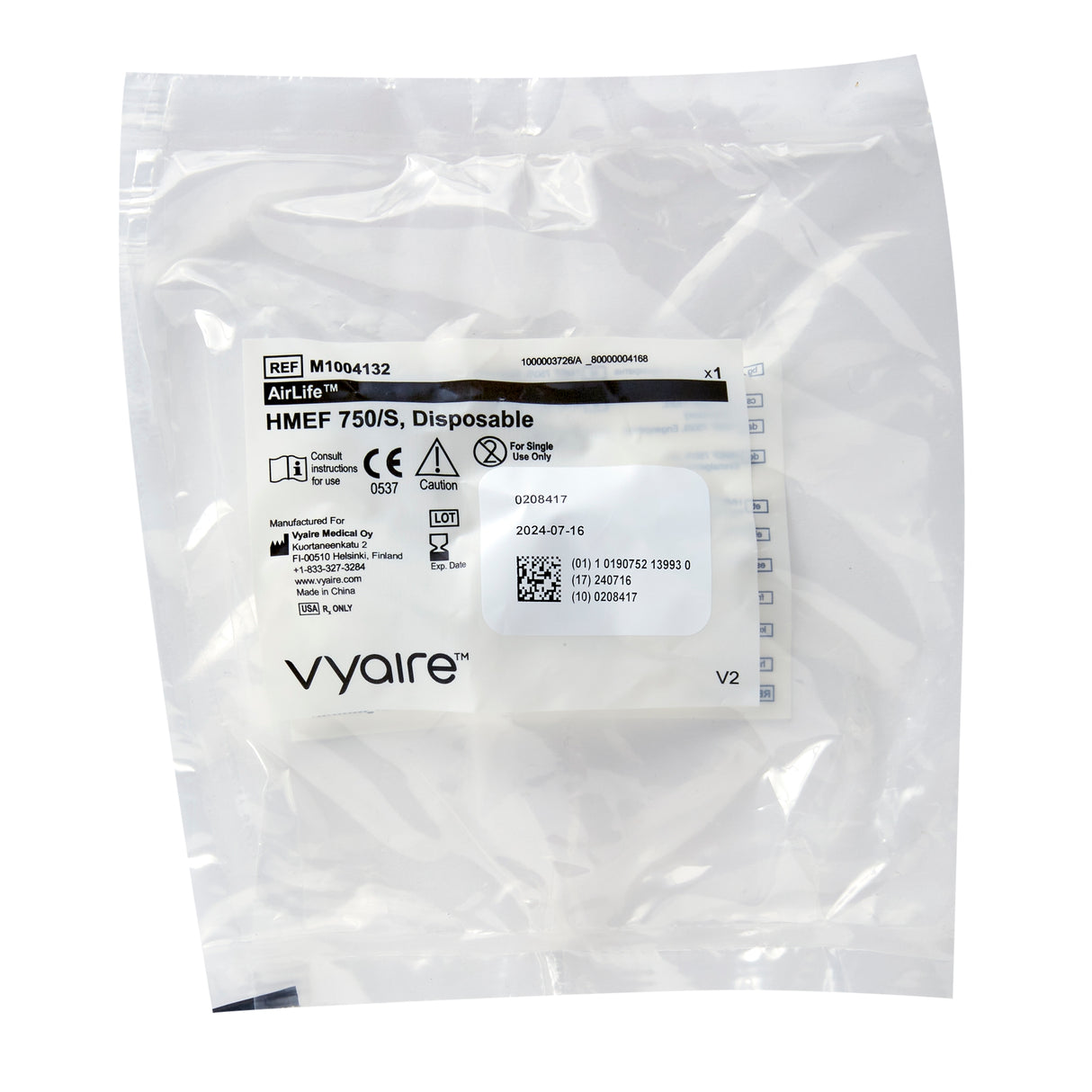 Heat and Moisture Exchanger with Filter AirLife® HMEF 750/S 30 mg H₂O/L @ VT 500 mL 0.9 cm H₂O @ 30 LPM - BeHope