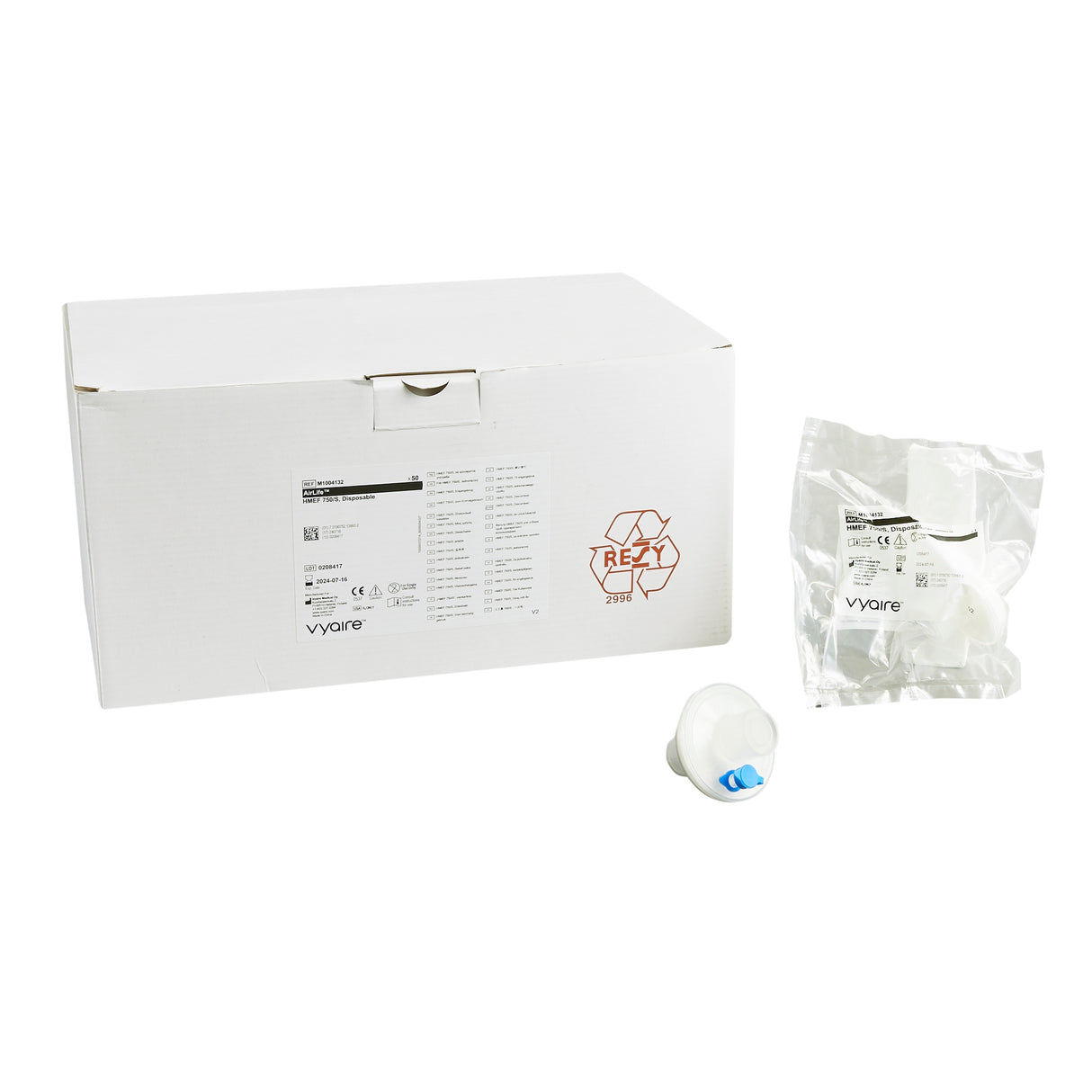 Heat and Moisture Exchanger with Filter AirLife® HMEF 750/S 30 mg H₂O/L @ VT 500 mL 0.9 cm H₂O @ 30 LPM - BeHope