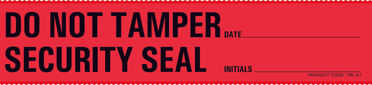 Pre-Printed Label Barkley® Auxiliary Label Red Plastic Do Not Tamper Security Seal, Date, Initials Black Safety and Instructional 1-1/2 X 6-1/2 Inch - BeHope