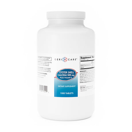 Joint Health Supplement Geri-Care® Calcium / Vitamin D 500 mg - 200 IU Strength Tablet 1,000 per Bottle - BeHope