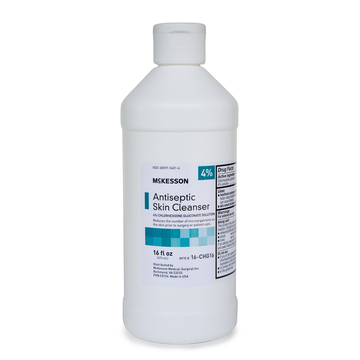 Antiseptic Skin Cleanser McKesson 16 oz. Flip-Top Bottle 4% Strength CHG (Chlorhexidine Gluconate) / Isopropyl Alcohol NonSterile