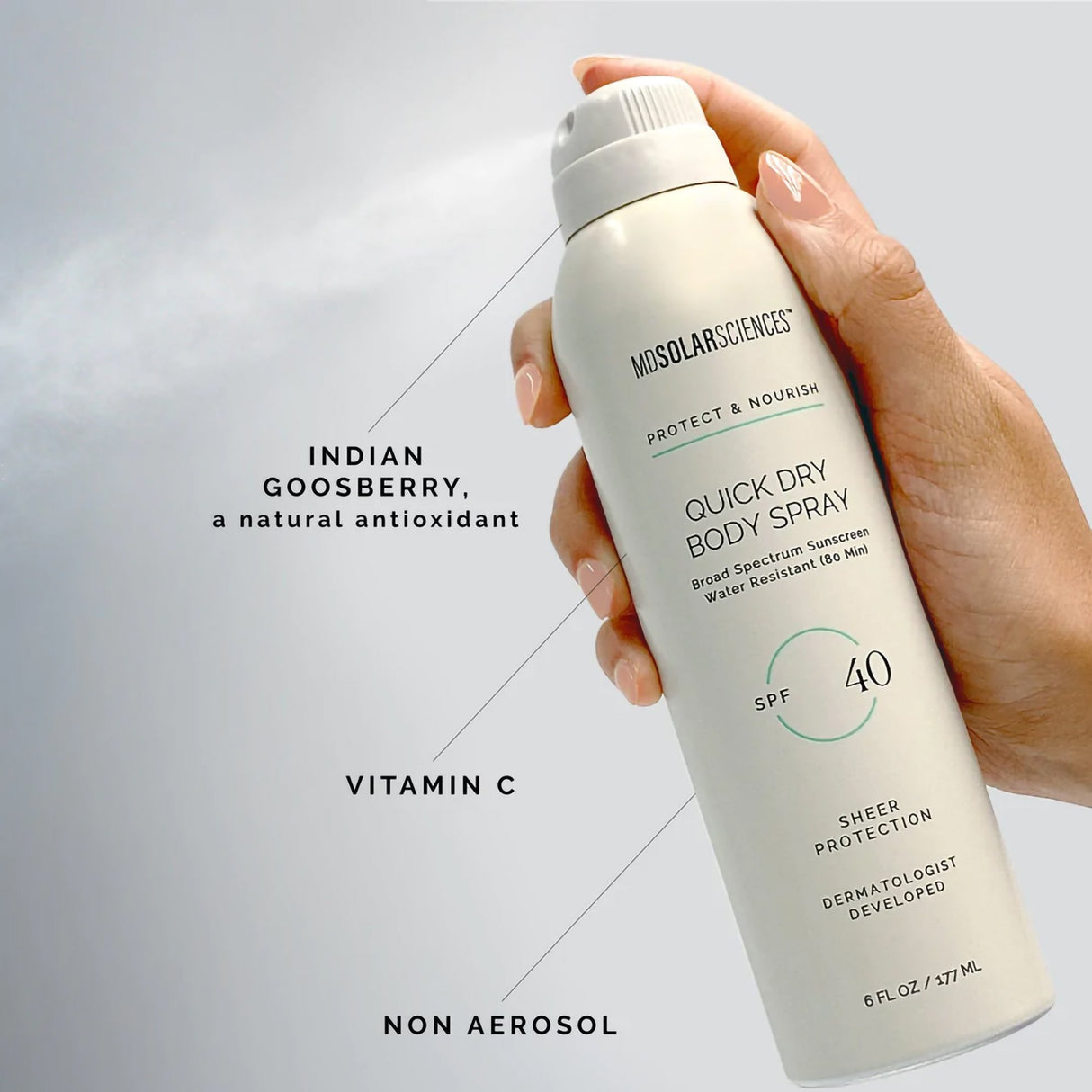 Sunscreen MDSolarSciences® Quick Dry Body Spray SPF 40 Liquid 6 oz. Pump Bottle - BeHope