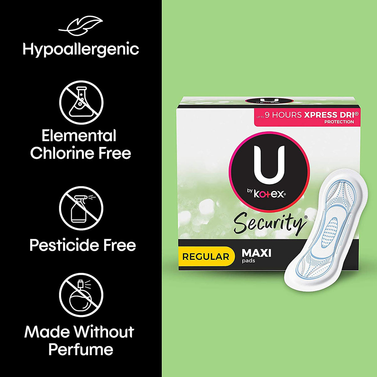 Feminine Pad U by Kotex® Security® Maxi Regular Absorbency - BeHope