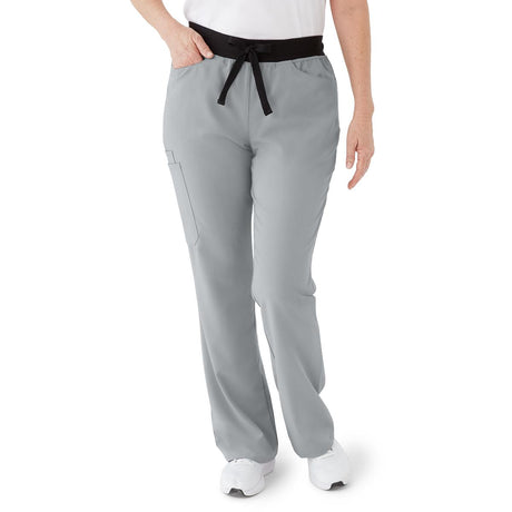 Coastal AVE Women's Boot-Cut Petite Scrub Pants Gray
