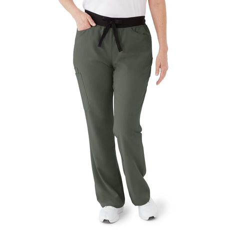 Coastal AVE Women's Boot-Cut Petite Scrub Pants Olive
