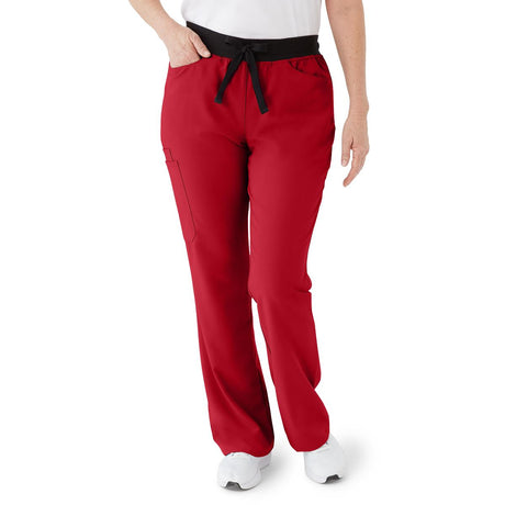 Coastal AVE Women's Boot-Cut Petite Scrub Pants Red