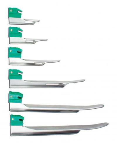 Laryngoscope Blade GreenLine® Miller Type Fiberoptic Light Universal Sterile - BeHope