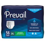 Male Adult Absorbent Underwear Prevail Daily Underwear Pull On with Tear Away Seams 2X-Large Disposable Heavy Absorbency