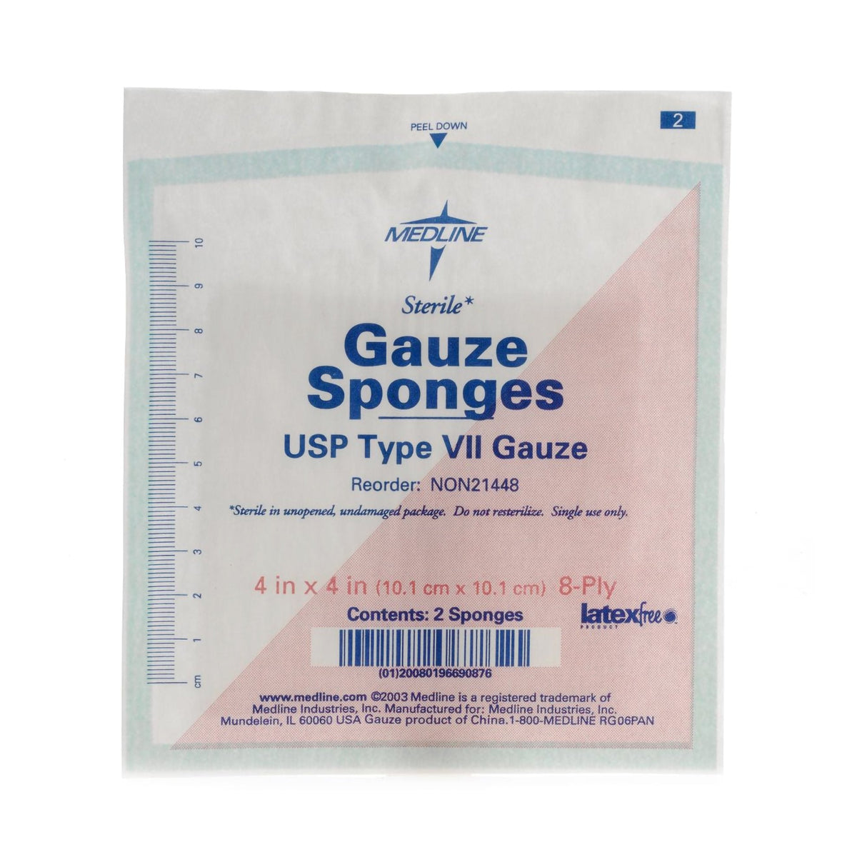 Gauze Sponge Medline 8-ply Sterile 2 Per Pack